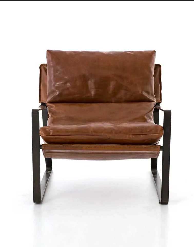 Four Hands Sling Lounge Chair – Dakota Tobacco Leather