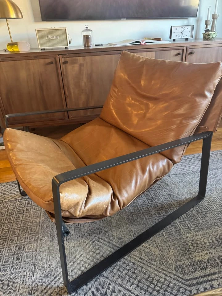 Four Hands Sling Lounge Chair – Dakota Tobacco Leather - photo 4