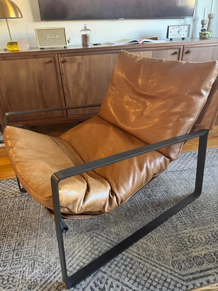 Four Hands Sling Lounge Chair – Dakota Tobacco Leather - photo 4