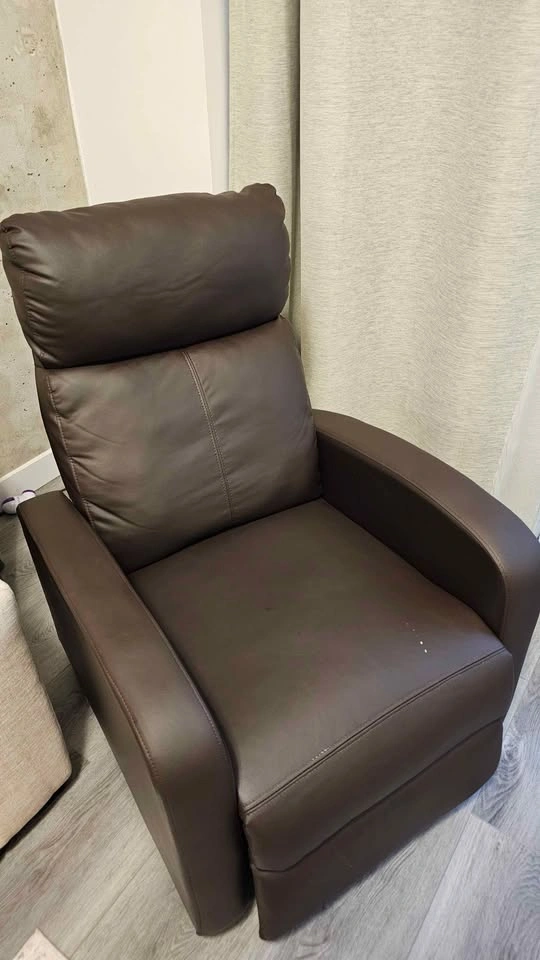 Slim Faux Leather Recliner Armchair – Dark Brown - photo 2