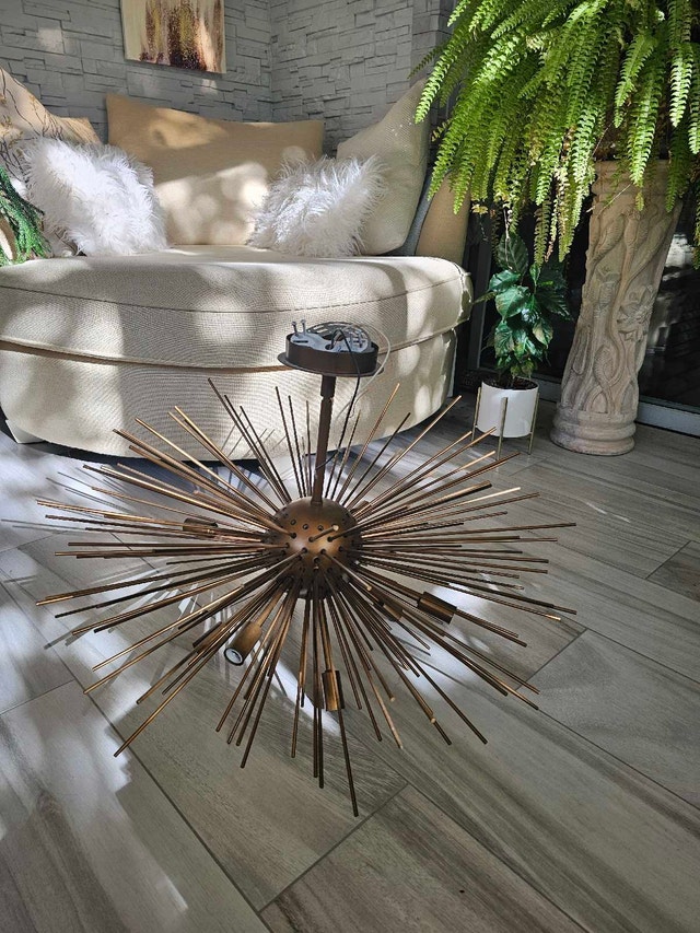 Large Brass Sputnik / Starburst Ceiling Light — $80