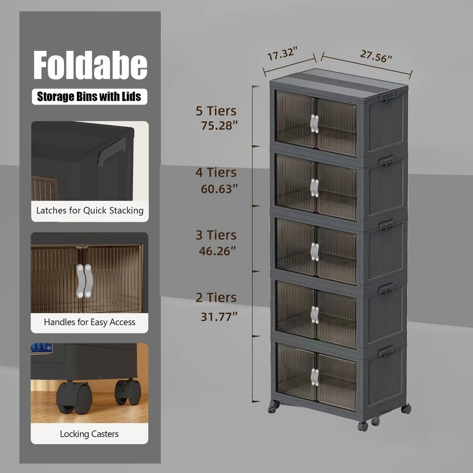 New 5 Tier Stackable Storage Bins with Magnetic Front Door - photo 5