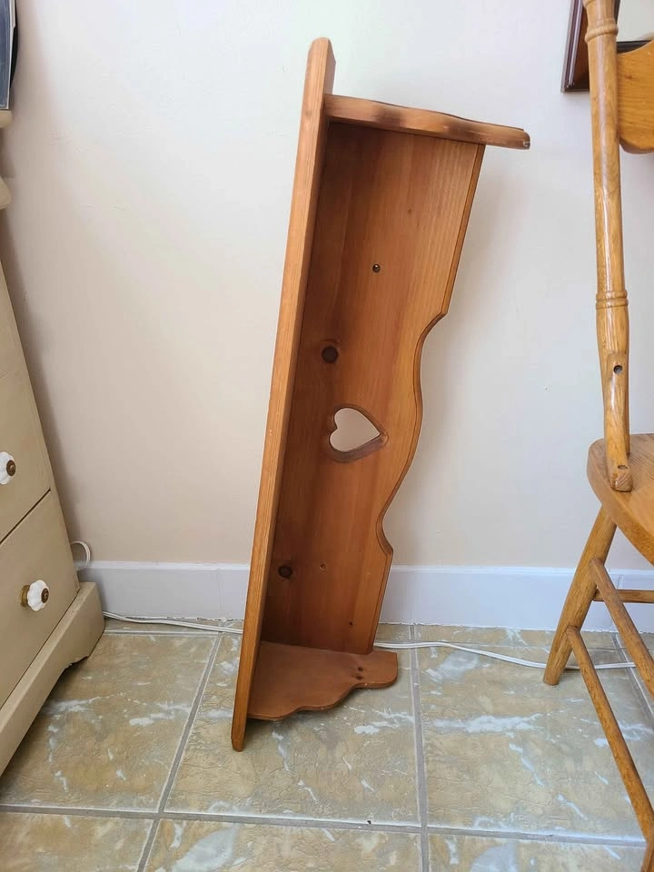 Vintage Pine Heart Cutout Wall Shelf