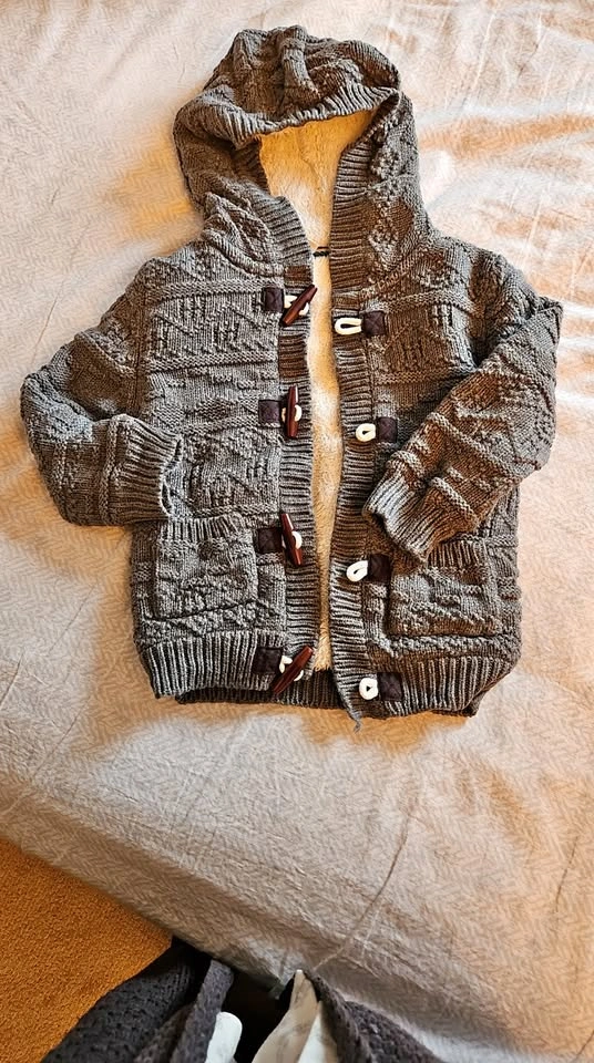M&S Gray Knitted Hooded Cardigan