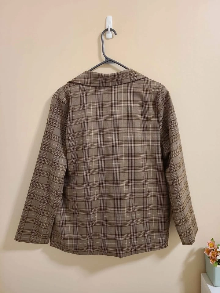 Brown Plaid Blazer&Skirt Set - photo 2