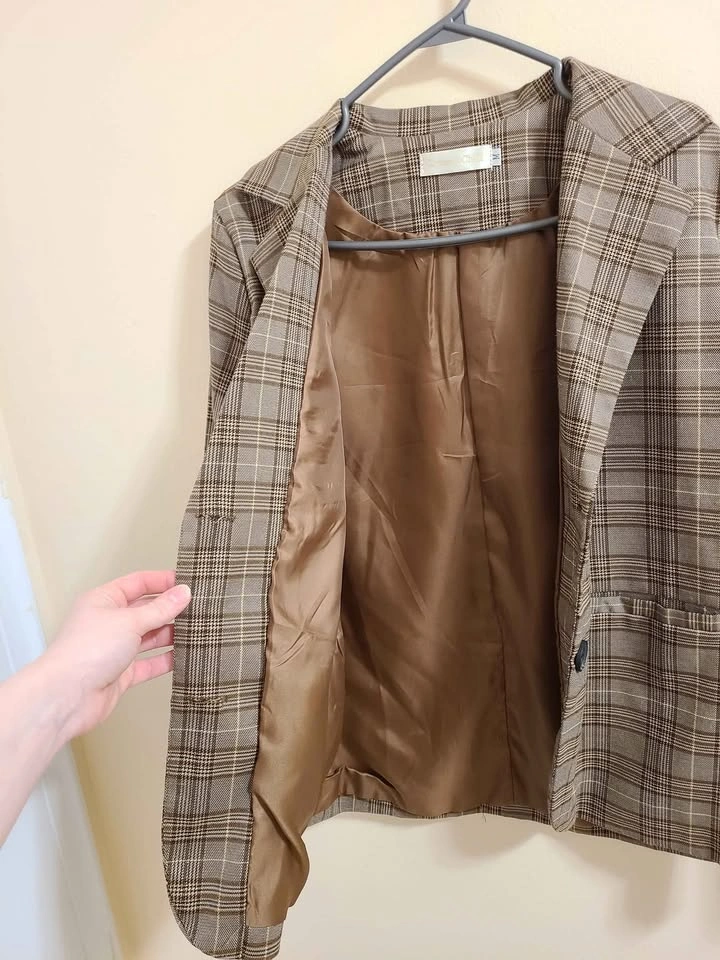 Brown Plaid Blazer&Skirt Set - photo 5