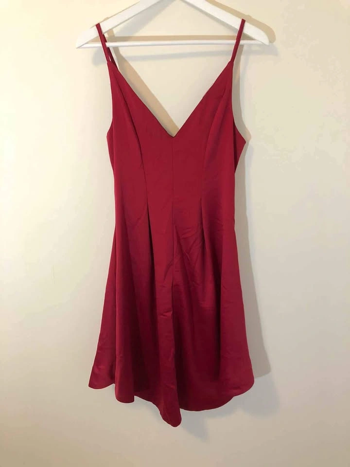 Dark red sateen evening dress size S - photo 2