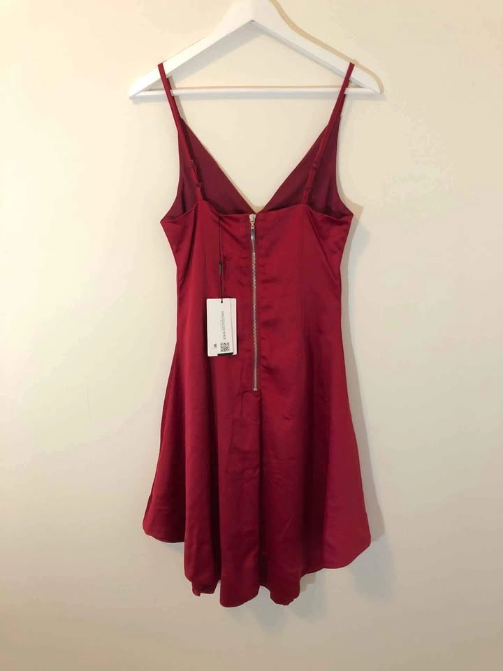 Dark red sateen evening dress size S - photo 4