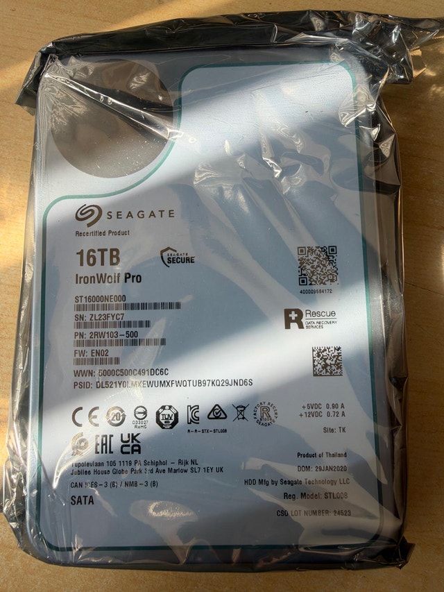 Sealed Seagate 16TB SATA 7.2k 3.5" Recertified HDD