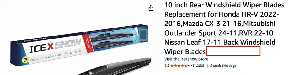10-Inch Rear Windshield Wiper Blade