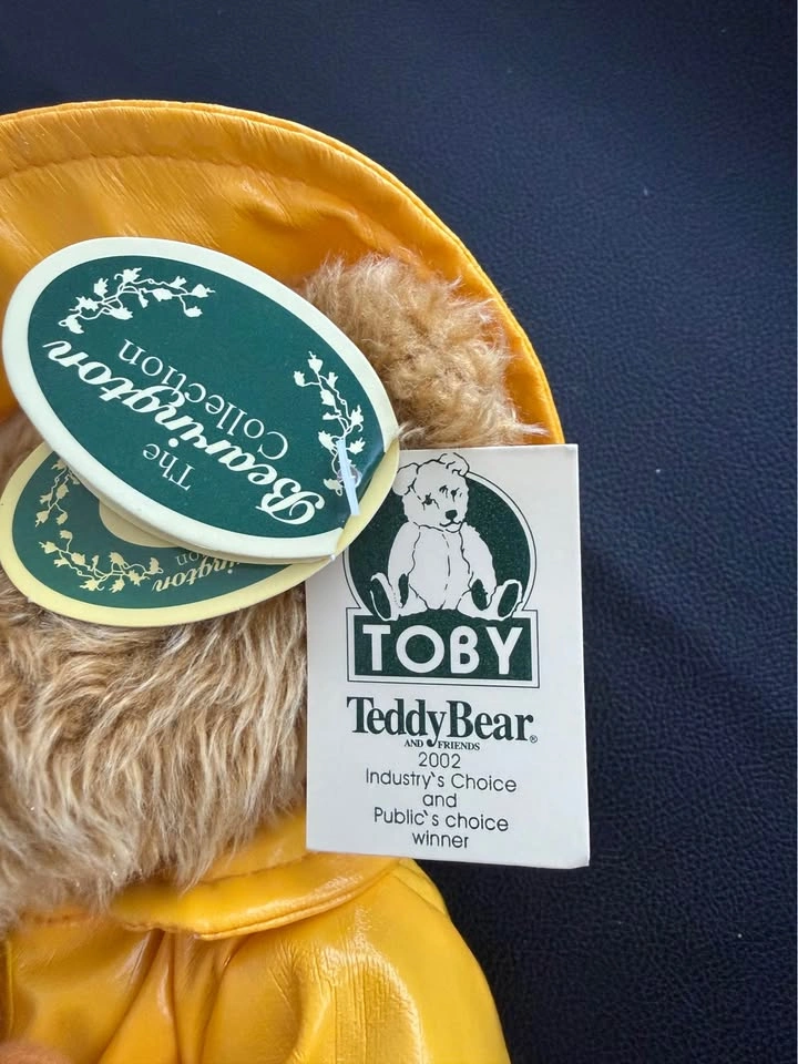 2002 Toby Teddy Bear in Yellow Raincoat with Duck - photo 5