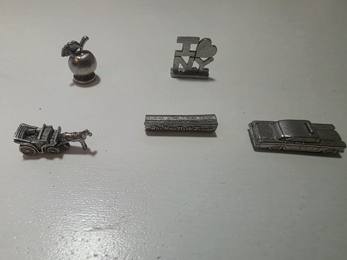 5 Replacement Pewter Tokens Monopoly New York City Edition 2001