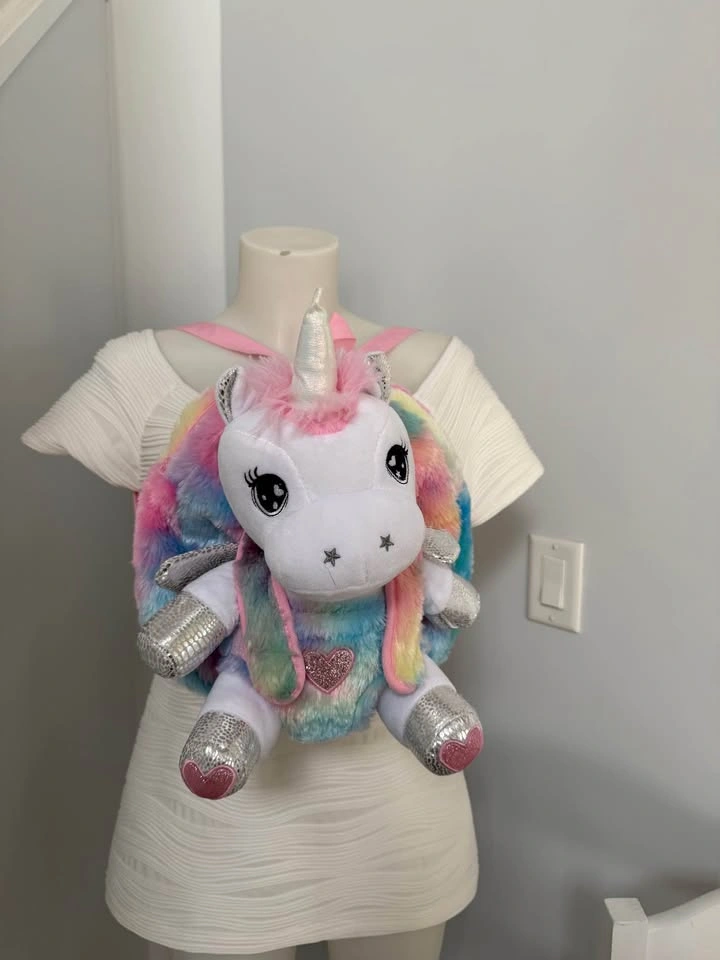 Rainbow Plush Unicorn Backpack - photo 2