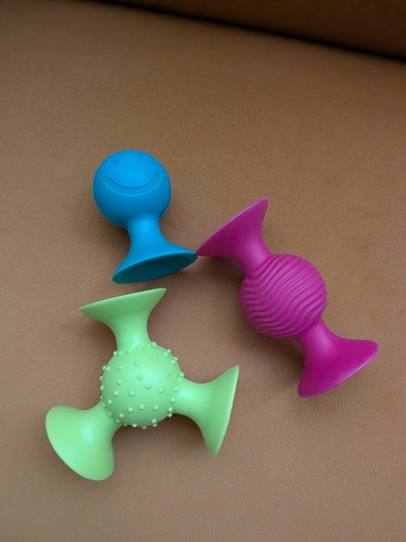 Fat Brain Toys pipSquigz Set of 3 Baby Sensory Suction Rattle To - photo 2