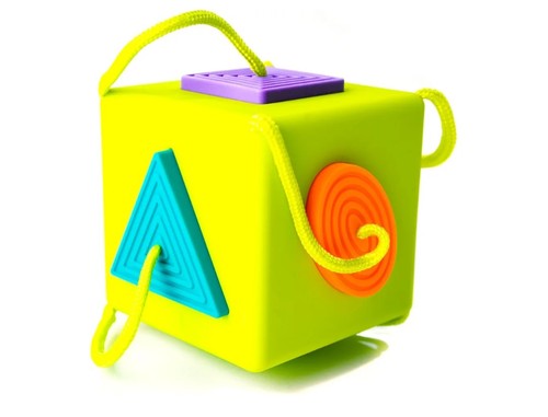 Fat Brain Toys OombeeCube Baby Shape Sorter 6 Tethered Shapes