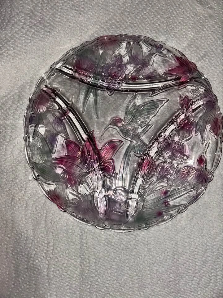 Vintage Walther Glass Hummingbird Divided Glass Dish - photo 2