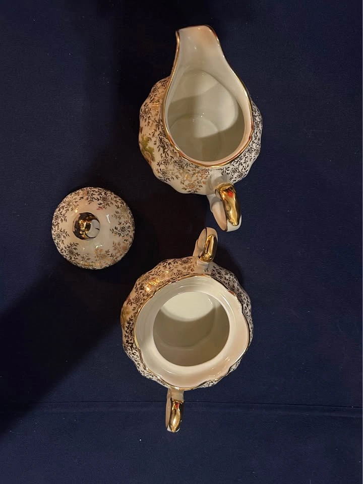 Vintage Silesia Porcelain Courting Couple Cream and Sugar Set - photo 3