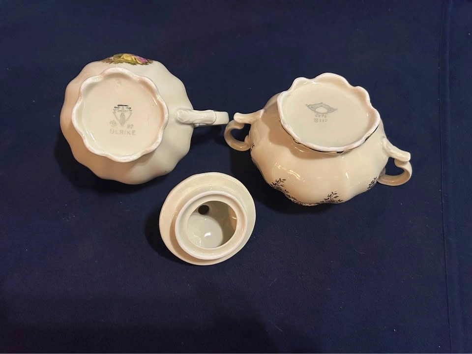 Vintage Silesia Porcelain Courting Couple Cream and Sugar Set - photo 4
