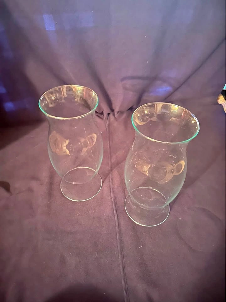 Pair of Clear Glass Hurricane Candle Shades