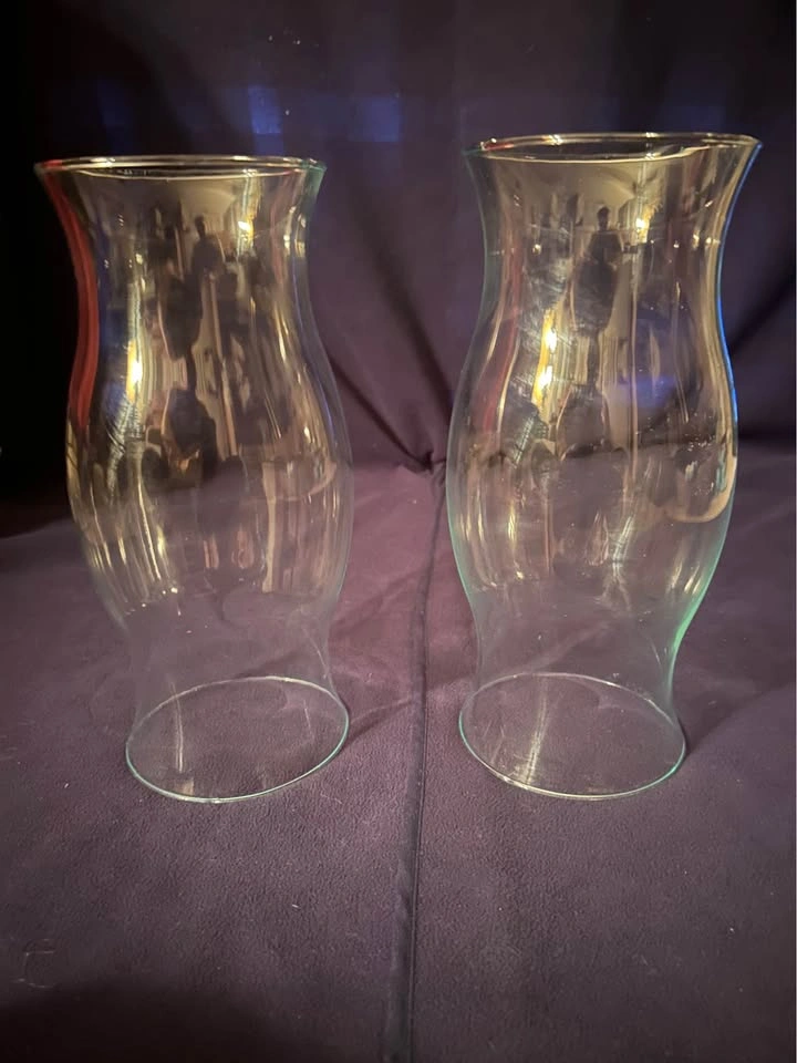 Pair of Clear Glass Hurricane Candle Shades - photo 2