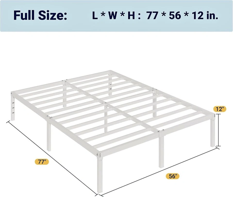 New Full/Twin Size Bed Frame, 12 Inch Metal Platform Bed