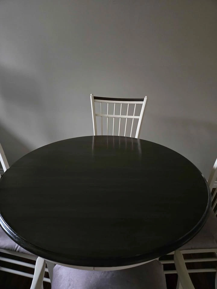 Small Round Kitchen Dining Table + 4 Chairs Farmhouse Cream & Da - photo 3