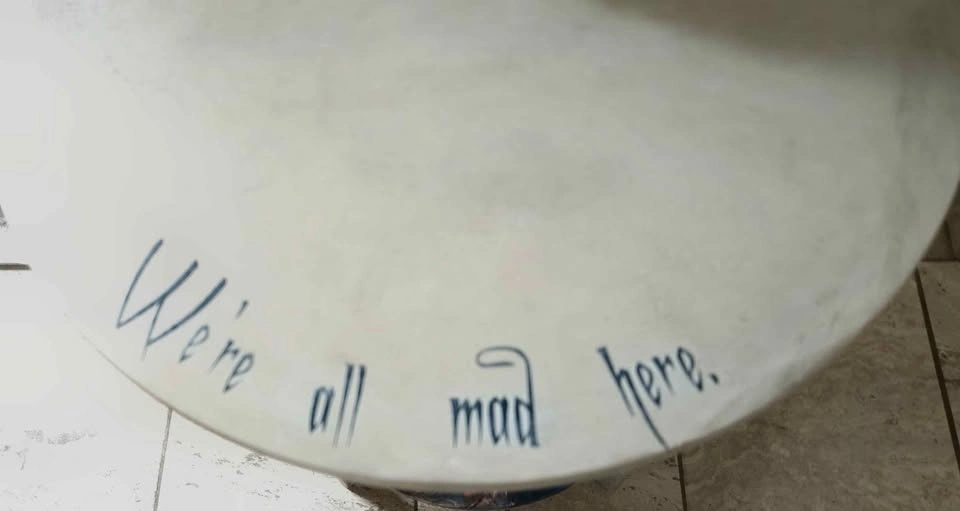 One of a Kind Round Alice in Wonderland Side Art Accent Table - photo 2