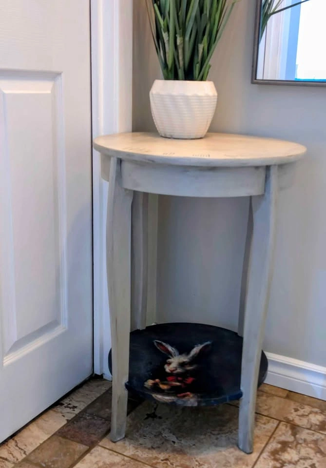 One of a Kind Round Alice in Wonderland Side Art Accent Table - photo 4