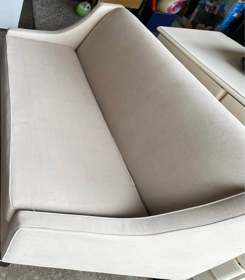 Beige Upholstered Swoop Arm Loveseat - photo 3
