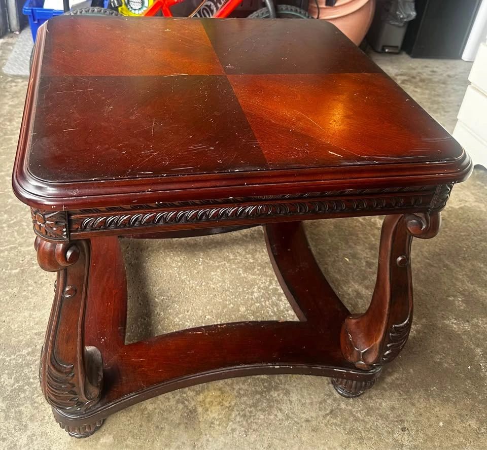 Ornate Carved Wood End Table - photo 2