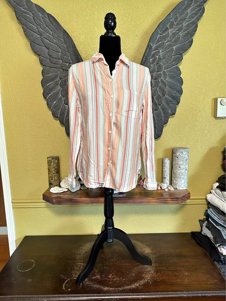 Beach lunch Lounge Button Down Striped Shirt