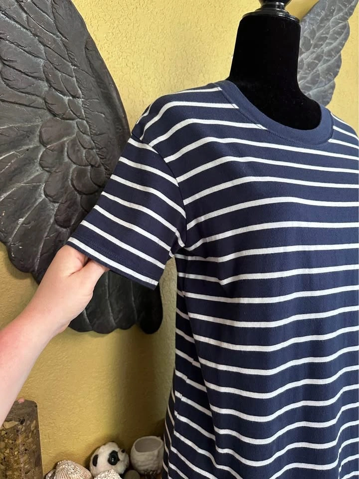 Madewell Navy and White Striped T-Shirt Dress - photo 2