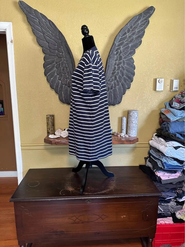 Madewell Navy and White Striped T-Shirt Dress - photo 3