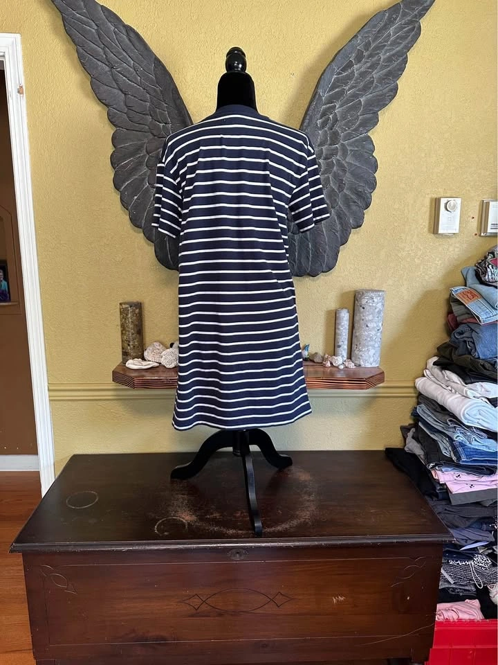 Madewell Navy and White Striped T-Shirt Dress - photo 4