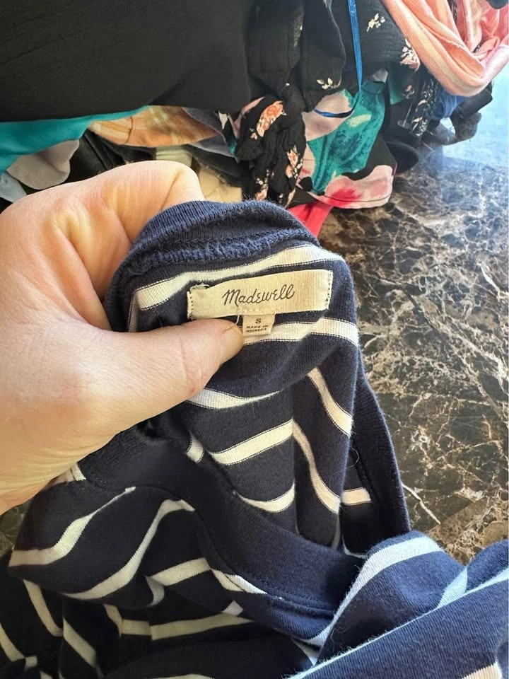 Madewell Navy and White Striped T-Shirt Dress - photo 5
