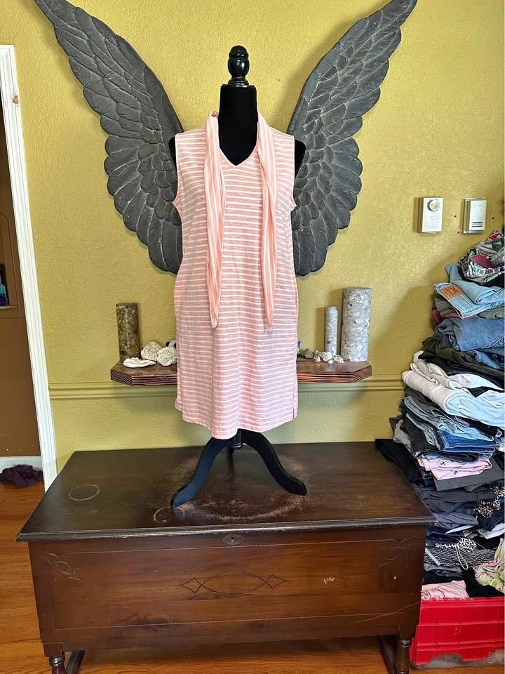Simply Noelle Pink Striped Sleeveless Dress