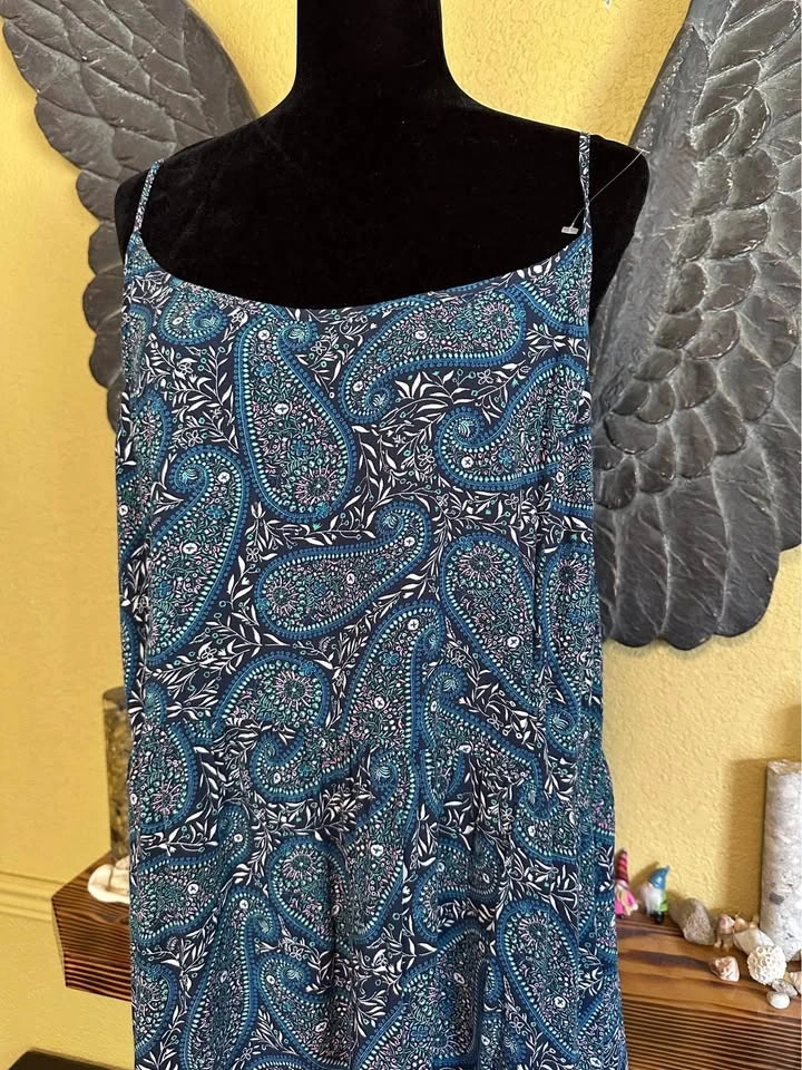 Old Navy Blue Paisley Spaghetti Strap Dress - photo 2