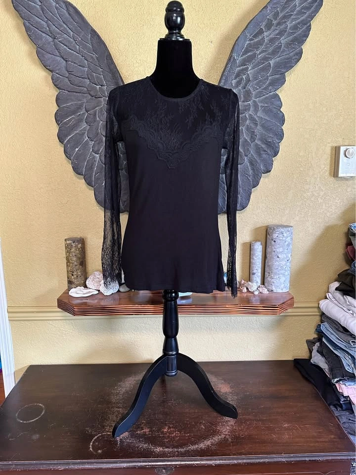 Kismet Black Lace Upper Longsleeve Top - photo 2