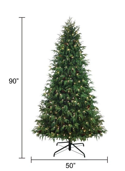 New - Holiday Time 7.5' Pre-lit Cedar Tree, Green - photo 3