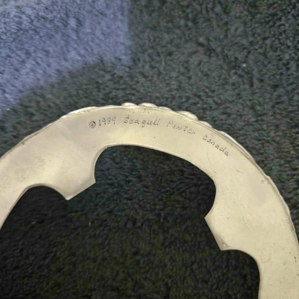 Vintage 1989 Seagull Pewter Candle Ring – Grapevine Pattern - photo 2