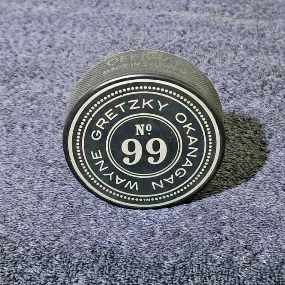 Wayne Gretzky No. 99 Okanagan Winery Souvenir Puck — Collectible