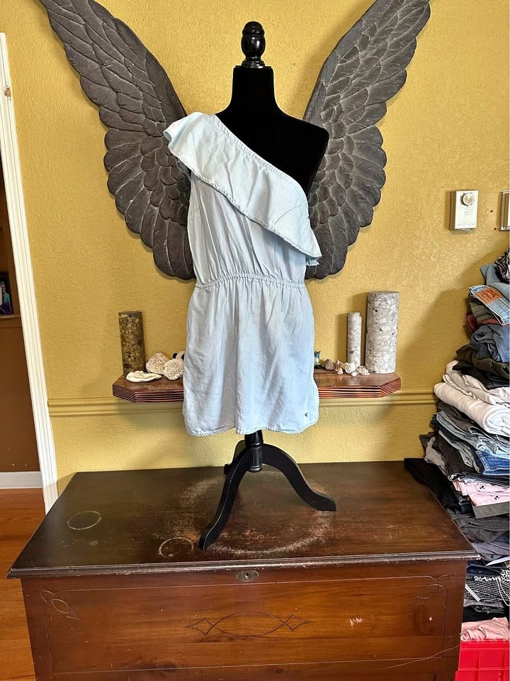 Guess Light Blue One-Shoulder Dress