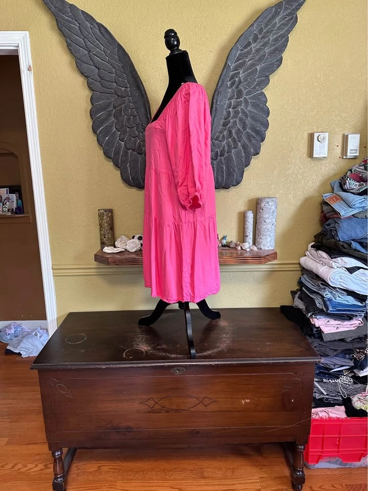 Beyond Words Vibrant Pink Square Neck Dress - photo 4
