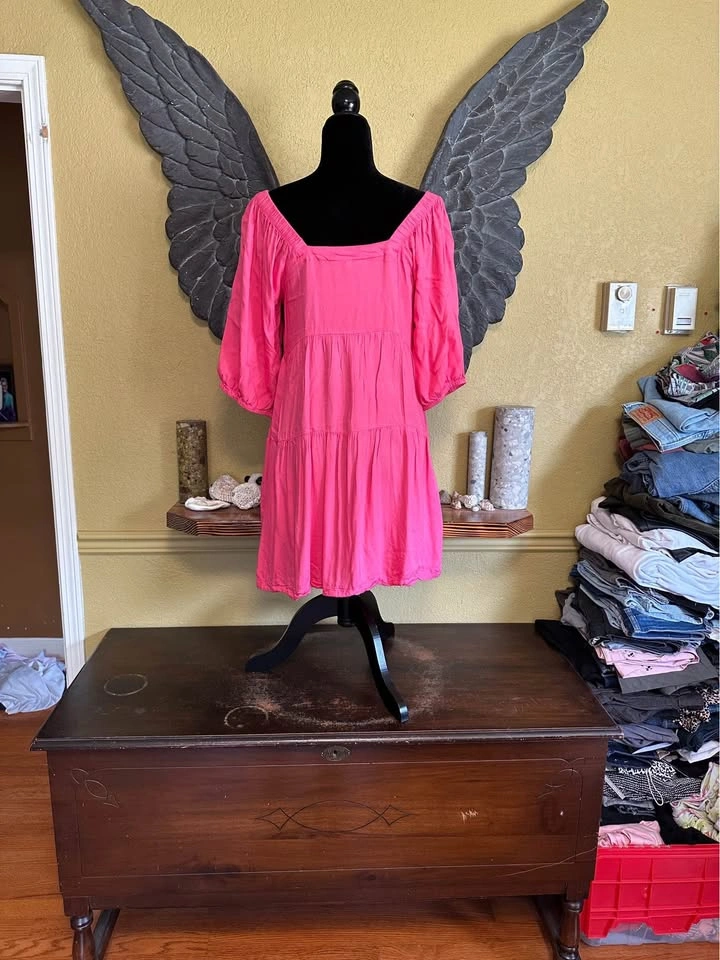 Beyond Words Vibrant Pink Square Neck Dress - photo 5