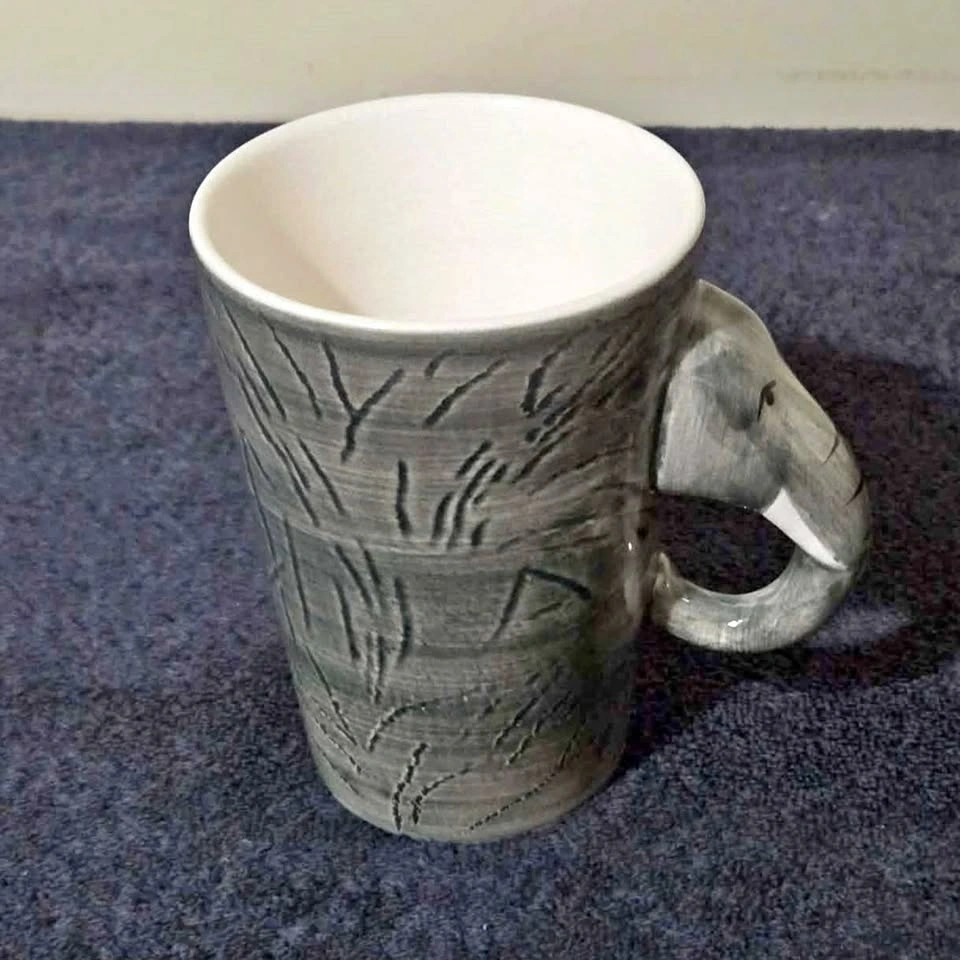Hand-Painted Elephant Mug – Large 8” Tall