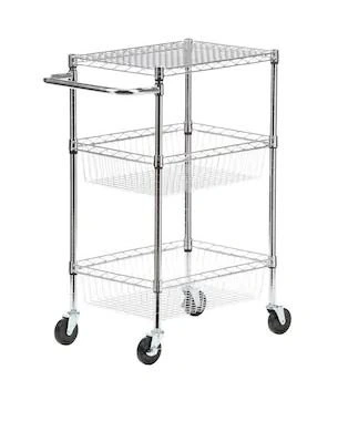 New - HDX Mobile Wire Basket Steel Cart With Casters - photo 2