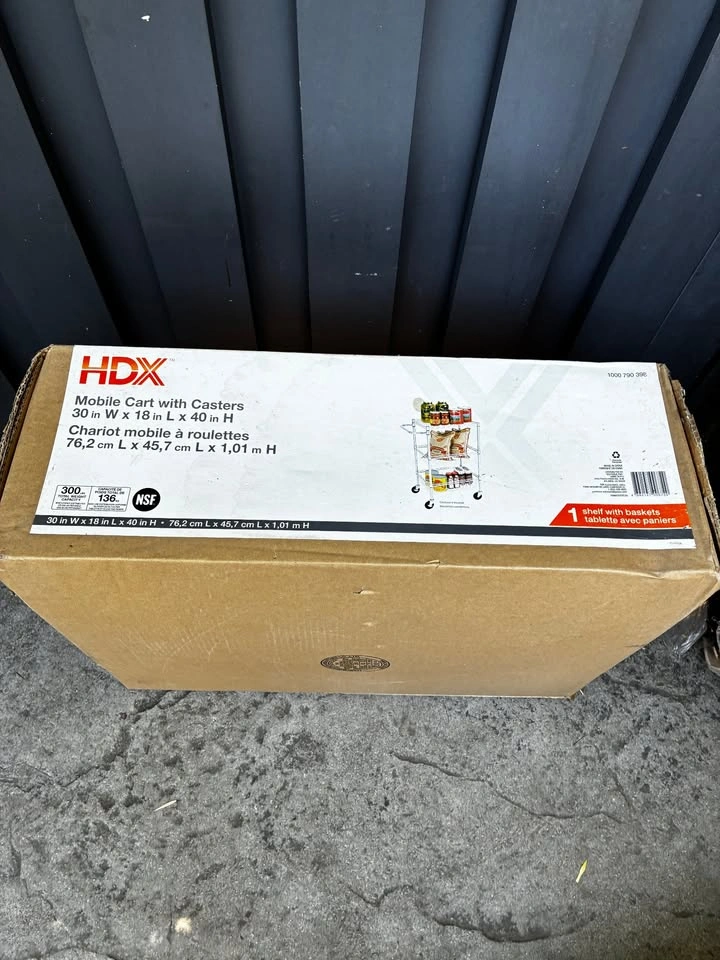 New - HDX Mobile Wire Basket Steel Cart With Casters - photo 4