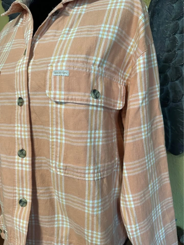 Brixton Peach Plaid Button-Up Shirt - photo 3