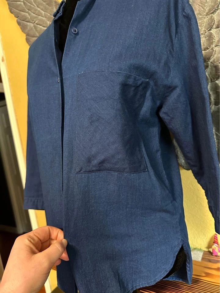 Zara Blue Button-Up Shirt - photo 2