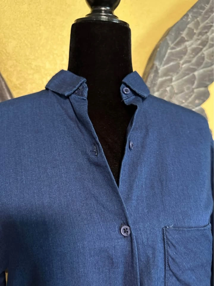Zara Blue Button-Up Shirt - photo 5